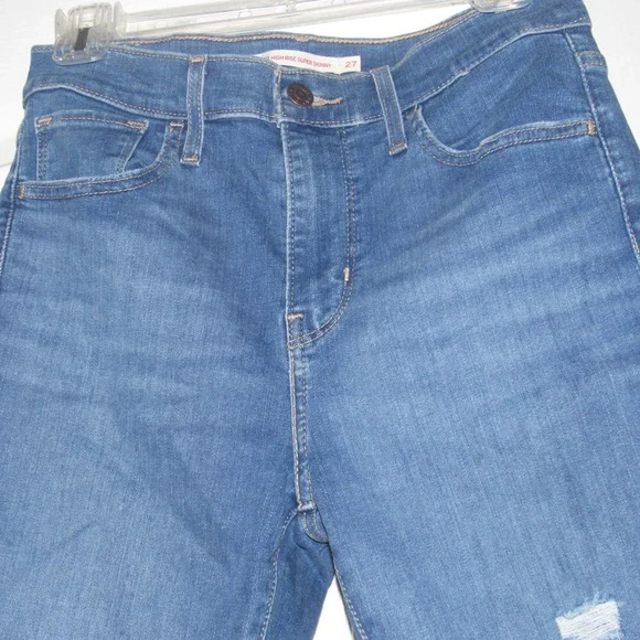 LEVI’S 720 High Rise Super Skinny Distressed Medium Wash Jeans Size 27 - Picture 2 of 7